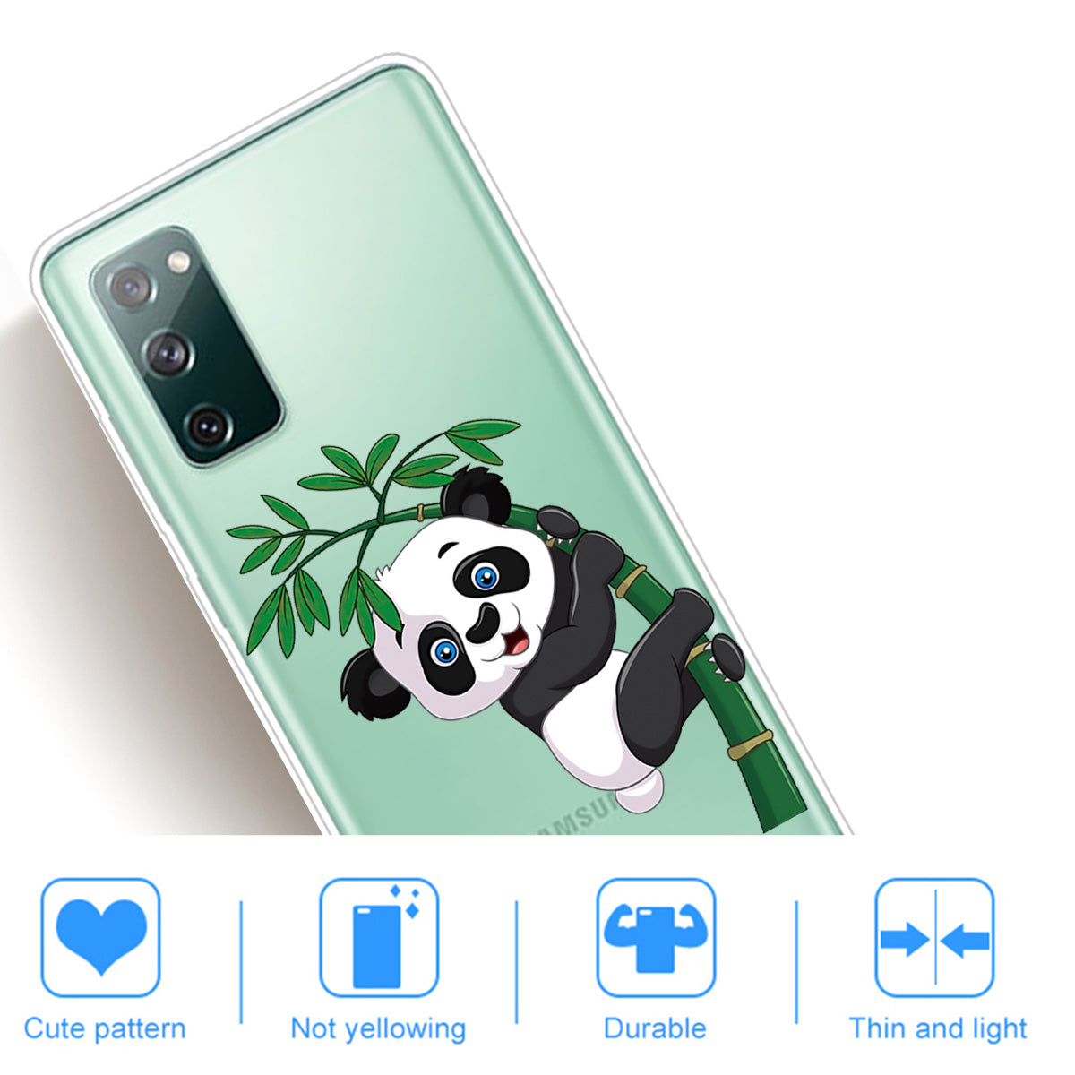 Stylish Pattern Printing TPU Case for Samsung Galaxy S20 FE/S20 Fan Edition/S20 FE 5G/S20 Fan Edition 5G/S20 Lite/S20 FE 2022 - Panda Climbing on Bamboo