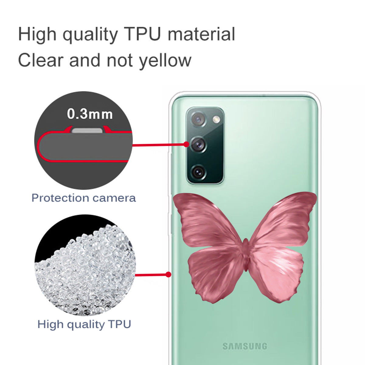 Stylish Pattern Printing TPU Case for Samsung Galaxy S20 FE/S20 Fan Edition/S20 FE 5G/S20 Fan Edition 5G/S20 Lite/S20 FE 2022 - Beautiful Butterfly