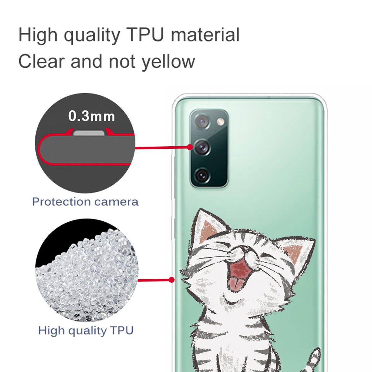 Stylish Pattern Printing TPU Case for Samsung Galaxy S20 FE/S20 Fan Edition/S20 FE 5G/S20 Fan Edition 5G/S20 Lite/S20 FE 2022 - Cat