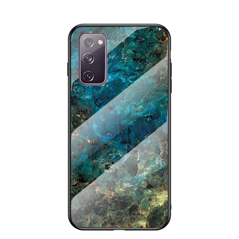 Marble Grain Pattern Tempered Glass PC + TPU Combo Case for Samsung Galaxy S20 FE 5G/Fan Edition 5G/S20 FE/Fan Edition/S20 Lite/S20 FE 2022 - Emerald