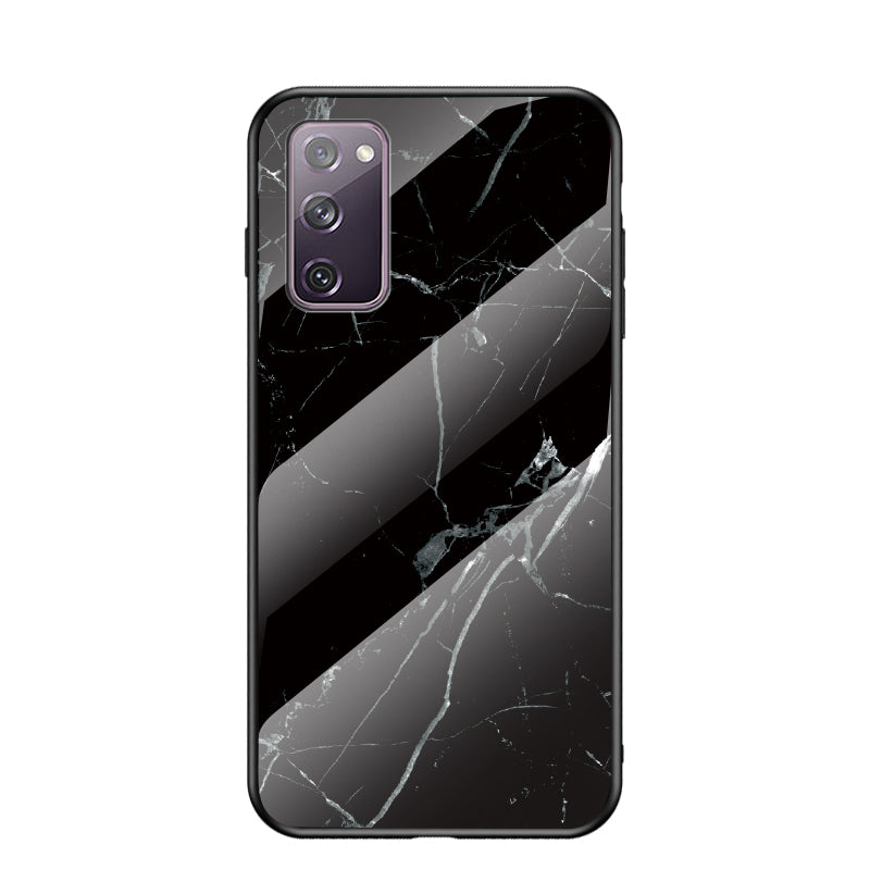 Marble Grain Pattern Tempered Glass PC + TPU Combo Case for Samsung Galaxy S20 FE 5G/Fan Edition 5G/S20 FE/Fan Edition/S20 Lite/S20 FE 2022 - Black