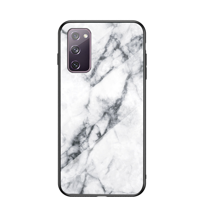 Marble Grain Pattern Tempered Glass PC + TPU Combo Case for Samsung Galaxy S20 FE 5G/Fan Edition 5G/S20 FE/Fan Edition/S20 Lite/S20 FE 2022 - White