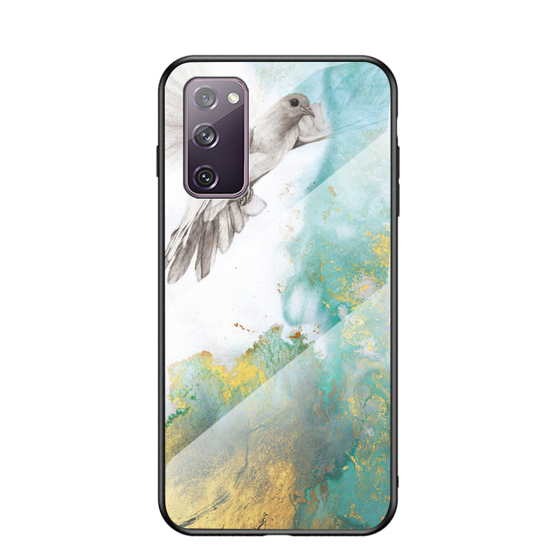 Marble Grain Pattern Tempered Glass PC + TPU Combo Case for Samsung Galaxy S20 FE 5G/Fan Edition 5G/S20 FE/Fan Edition/S20 Lite/S20 FE 2022 - Flying Pigeon