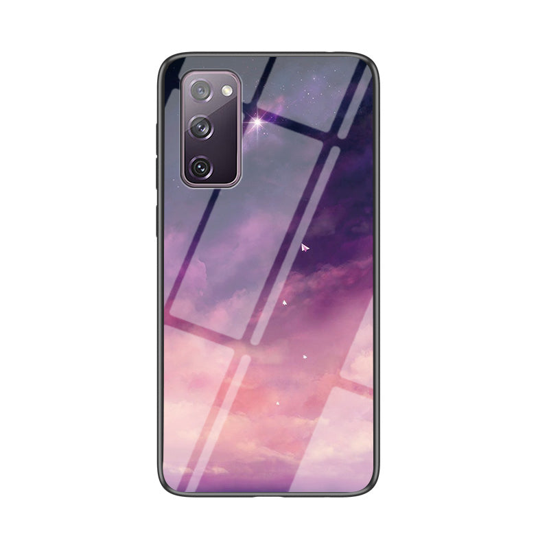 Starry Sky Pattern Tempered Glass + PC + TPU Combo Case for Samsung Galaxy S20 FE 5G/Fan Edition 5G/S20 FE/Fan Edition/S20 Lite/S20 FE 2022 - Purple Sky