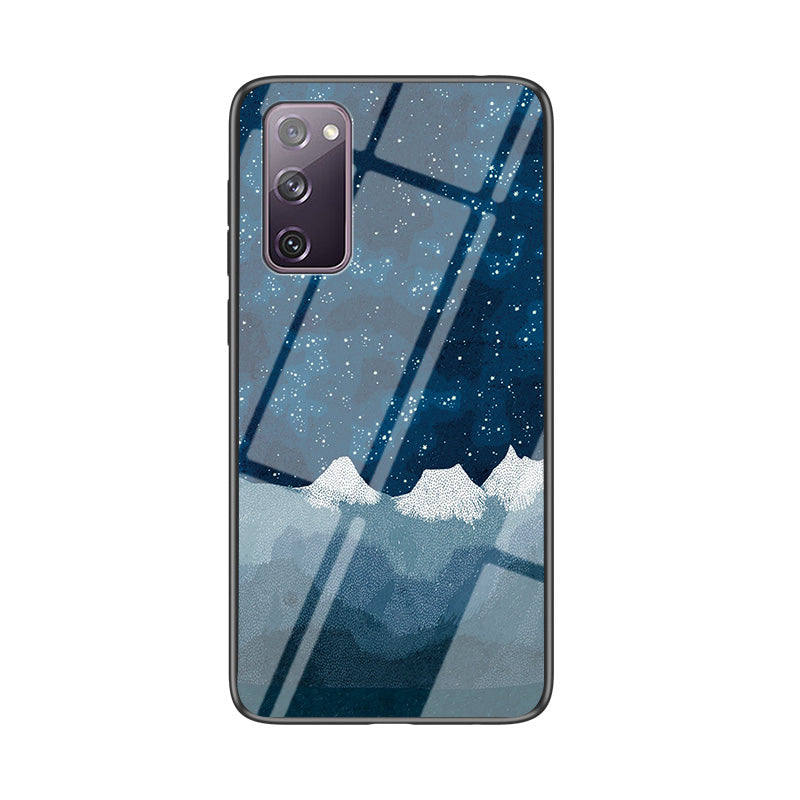 Starry Sky Pattern Tempered Glass + PC + TPU Combo Case for Samsung Galaxy S20 FE 5G/Fan Edition 5G/S20 FE/Fan Edition/S20 Lite/S20 FE 2022 - Blue Starry Sky