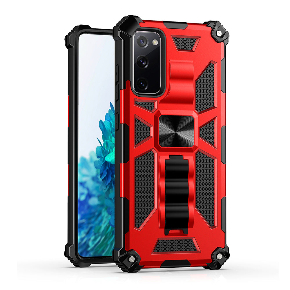 Shockproof PC + TPU + Metal Phone Protective Shell for Samsung Galaxy S20 FE/S20 Fan Edition/S20 FE 5G/S20 Fan Edition 5G/S20 Lite/S20 FE 2022 - Red