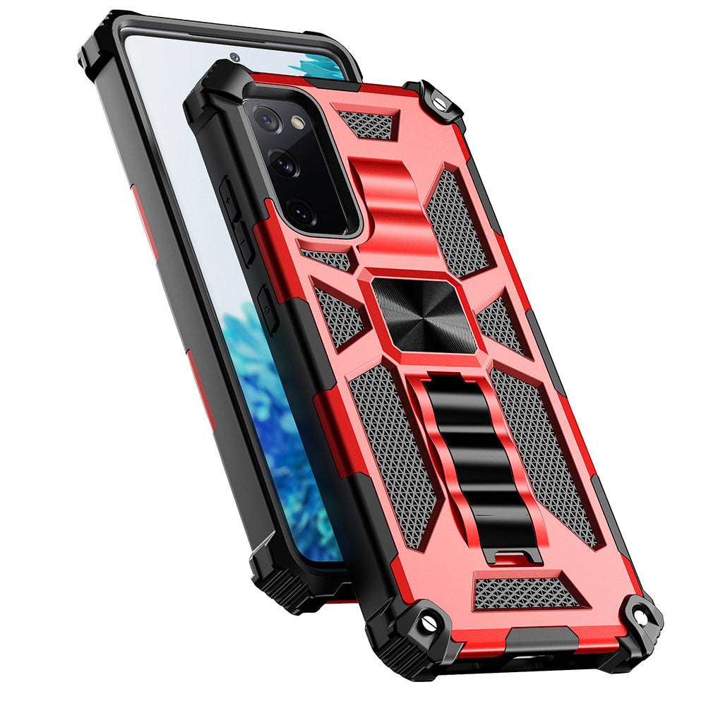 Shockproof PC + TPU + Metal Phone Protective Shell for Samsung Galaxy S20 FE/S20 Fan Edition/S20 FE 5G/S20 Fan Edition 5G/S20 Lite/S20 FE 2022 - Red