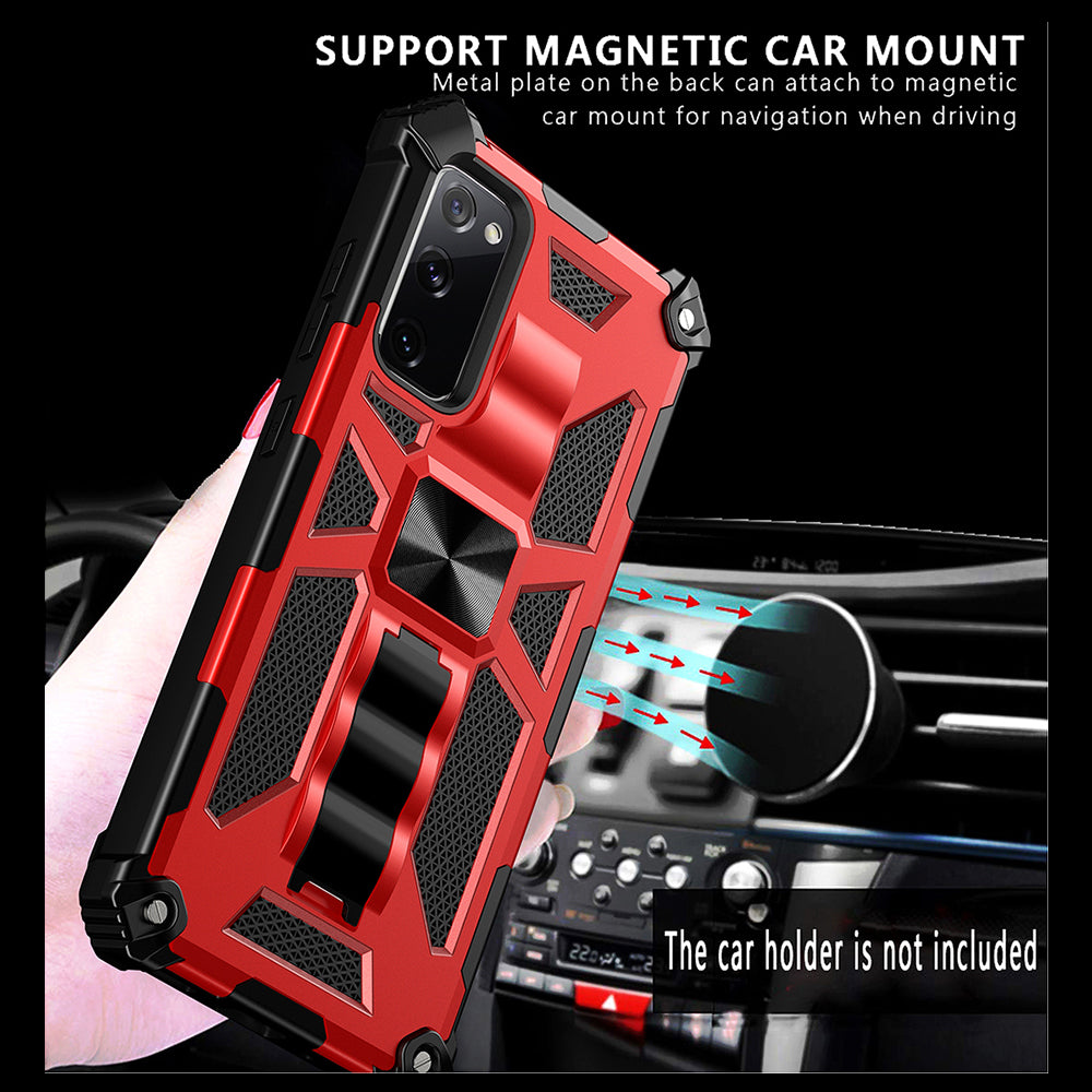 Shockproof PC + TPU + Metal Phone Protective Shell for Samsung Galaxy S20 FE/S20 Fan Edition/S20 FE 5G/S20 Fan Edition 5G/S20 Lite/S20 FE 2022 - Red