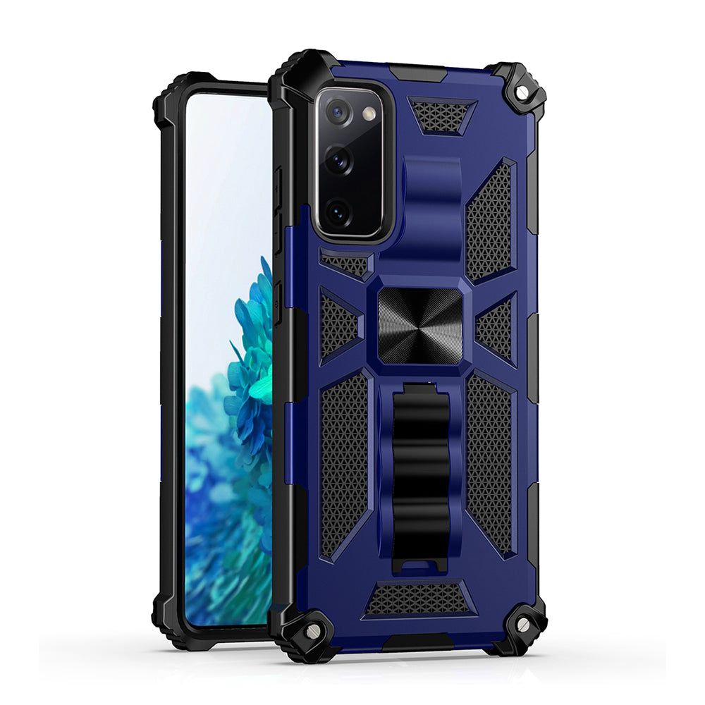 Shockproof PC + TPU + Metal Phone Protective Shell for Samsung Galaxy S20 FE/S20 Fan Edition/S20 FE 5G/S20 Fan Edition 5G/S20 Lite/S20 FE 2022 - Blue