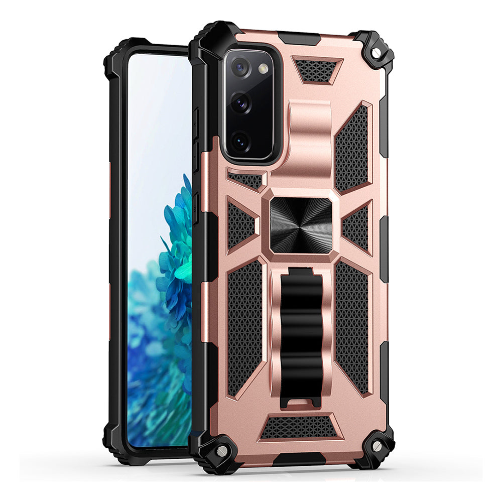 Shockproof PC + TPU + Metal Phone Protective Shell for Samsung Galaxy S20 FE/S20 Fan Edition/S20 FE 5G/S20 Fan Edition 5G/S20 Lite/S20 FE 2022 - Rose Gold