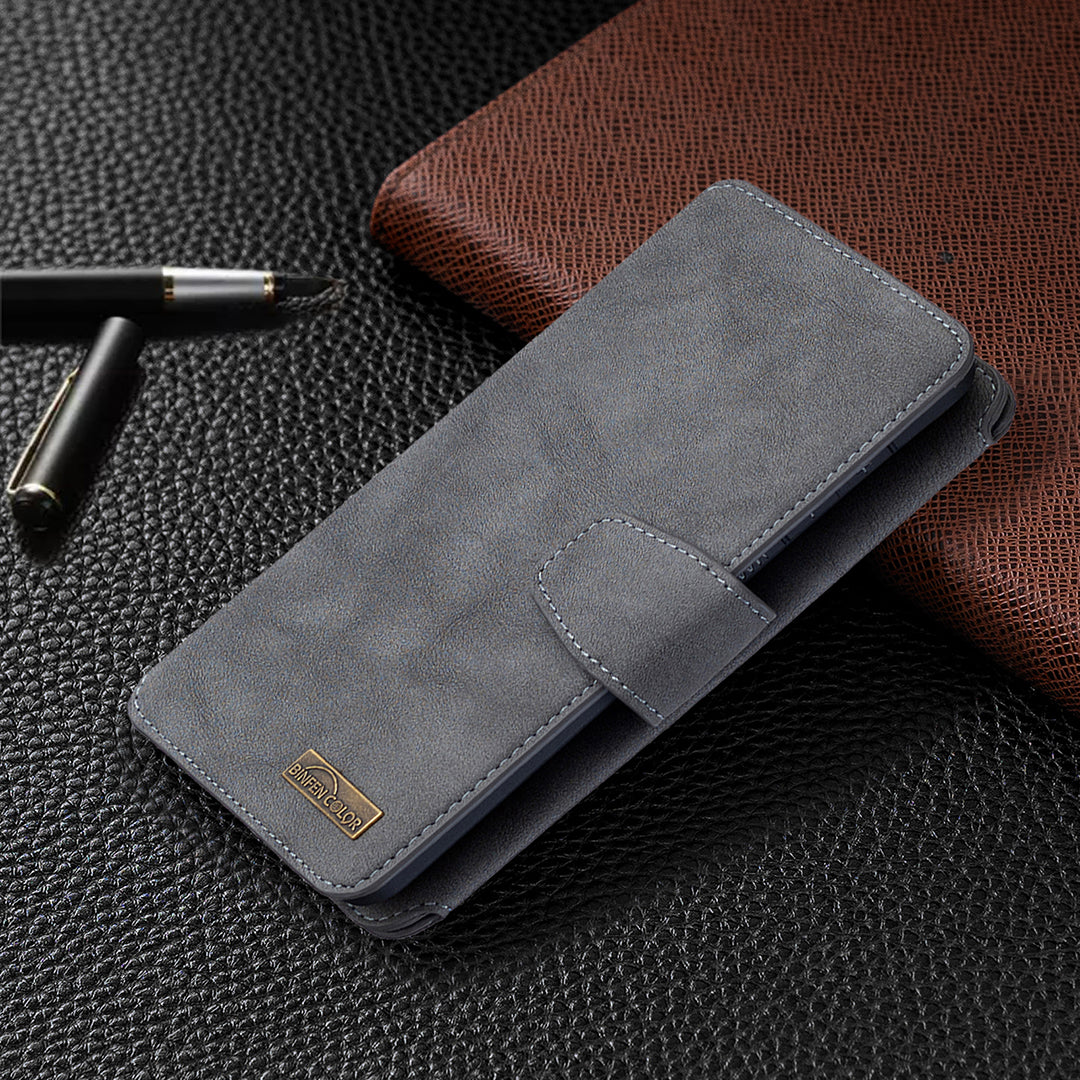 BF07 Detachable Matte Finish Leather Wallet Phone Cover with Zippered Pocket for Samsung Galaxy S20 Plus / S20 Plus 5G - Grey