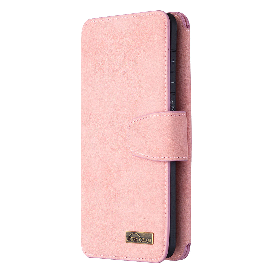 BF07 Detachable Matte Finish Leather Wallet Phone Cover with Zippered Pocket for Samsung Galaxy S20 Plus / S20 Plus 5G - Pink