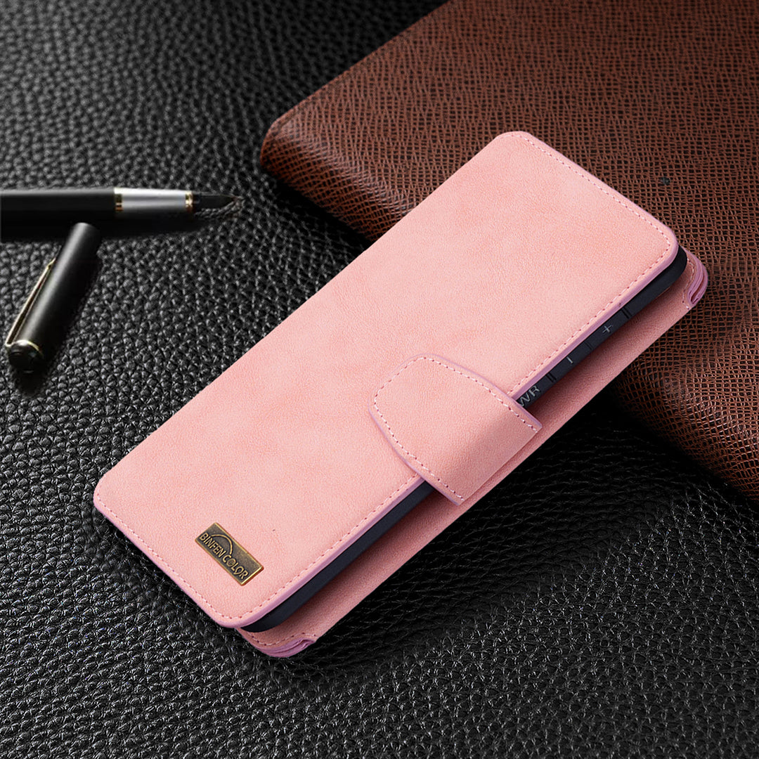 BF07 Detachable Matte Finish Leather Wallet Phone Cover with Zippered Pocket for Samsung Galaxy S20 Plus / S20 Plus 5G - Pink