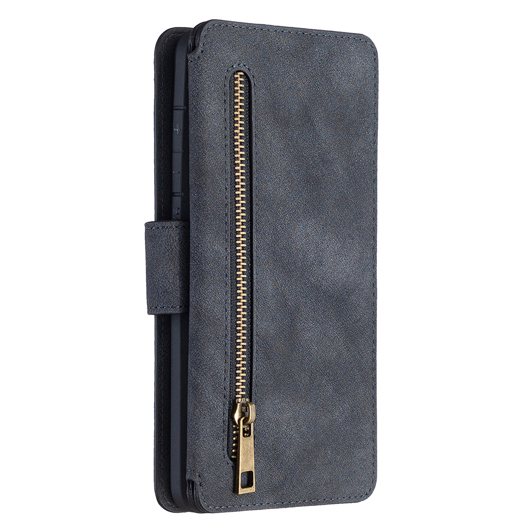 BF07 Detachable Matte Finish Leather Wallet Phone Cover with Zippered Pocket for Samsung Galaxy S20 Ultra - Black