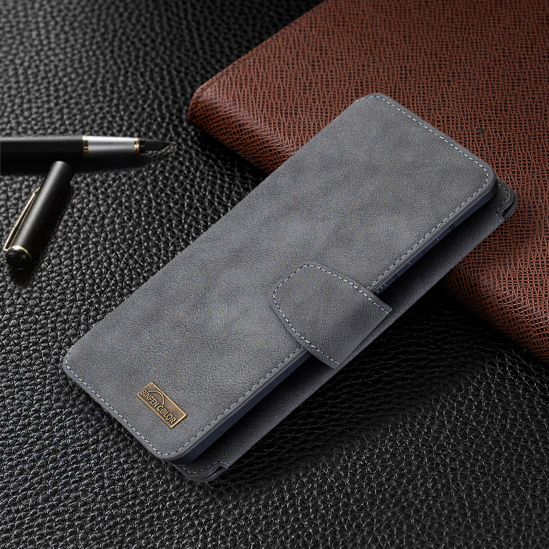 BF07 Detachable Matte Finish Leather Wallet Phone Cover with Zippered Pocket for Samsung Galaxy S20 Ultra - Grey