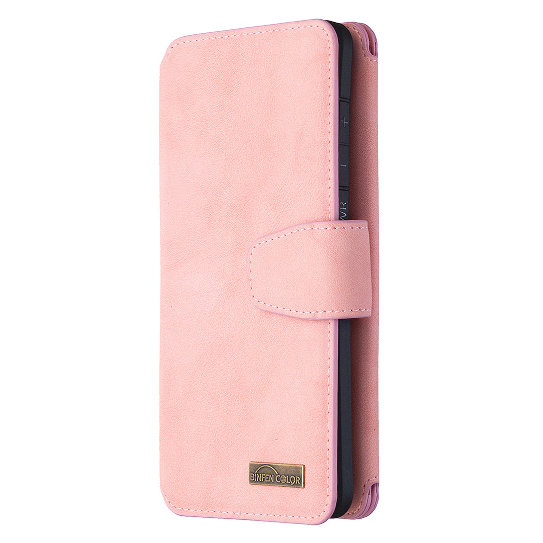 BF07 Detachable Matte Finish Leather Wallet Phone Cover with Zippered Pocket for Samsung Galaxy S20 Ultra - Pink