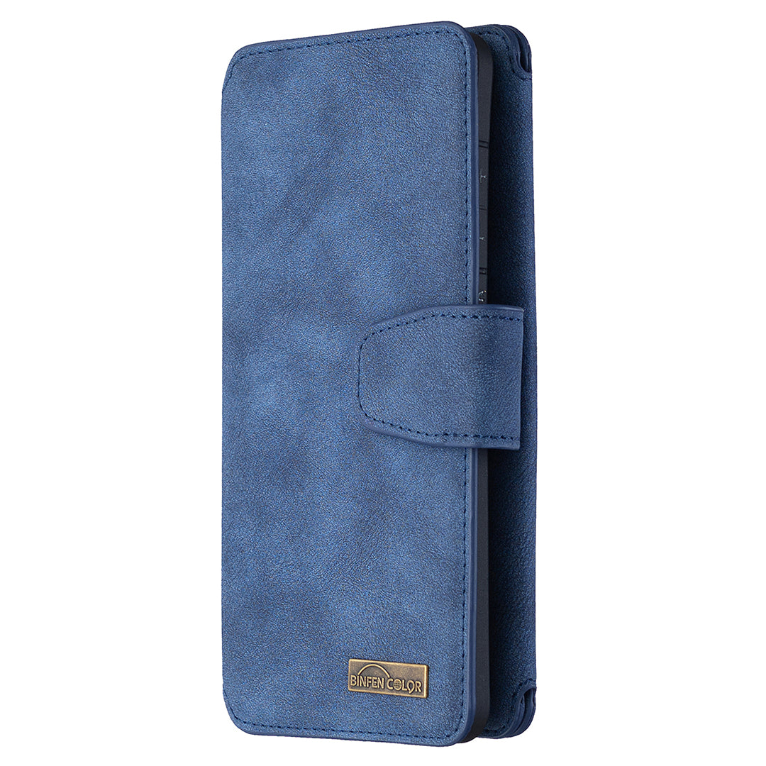 BF07 Detachable Matte Finish Leather Wallet Phone Cover with Zippered Pocket for Samsung Galaxy S20 Ultra - Blue