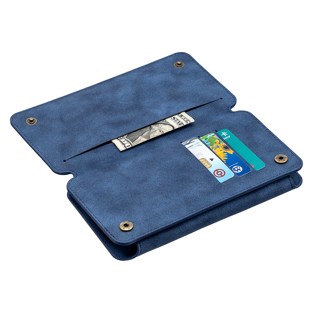 BF07 Detachable Matte Finish Leather Wallet Phone Cover with Zippered Pocket for Samsung Galaxy S20 Ultra - Blue