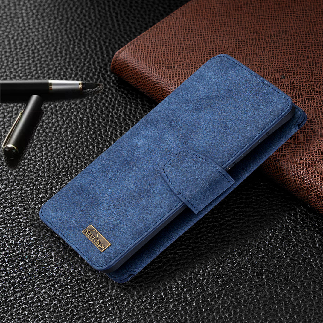 BF07 Detachable Matte Finish Leather Wallet Phone Cover with Zippered Pocket for Samsung Galaxy S20 Ultra - Blue