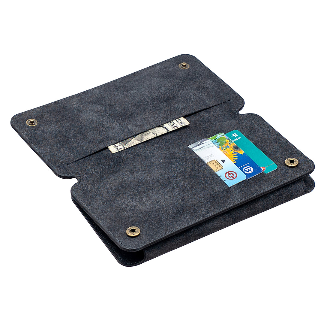 Detachable Matte Finish Leather Wallet Phone Cover with Zippered Pocket for Samsung Galaxy S20 4G/S20 5G - Black