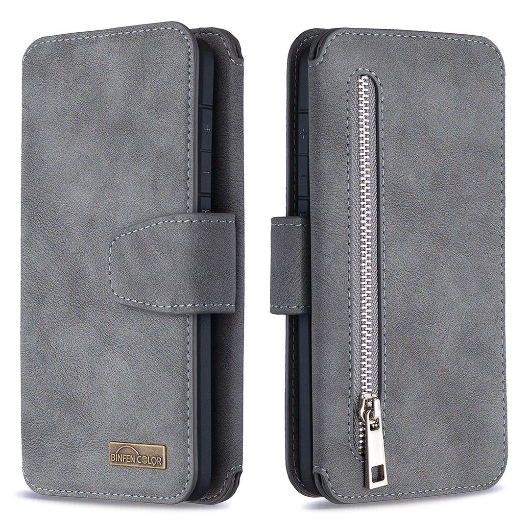 Detachable Matte Finish Leather Wallet Phone Cover with Zippered Pocket for Samsung Galaxy S20 4G/S20 5G - Grey