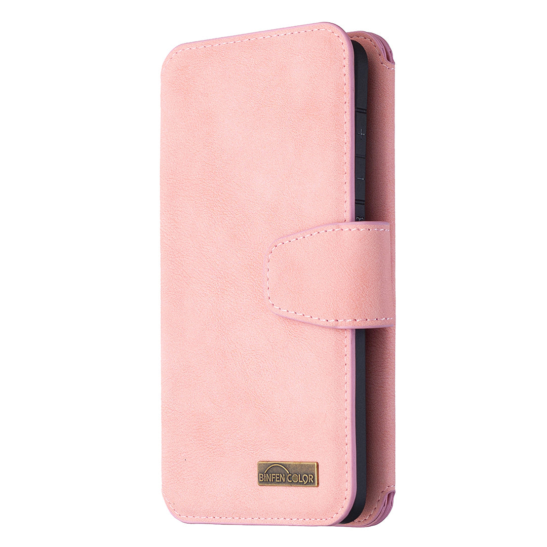 Detachable Matte Finish Leather Wallet Phone Cover with Zippered Pocket for Samsung Galaxy S20 4G/S20 5G - Pink