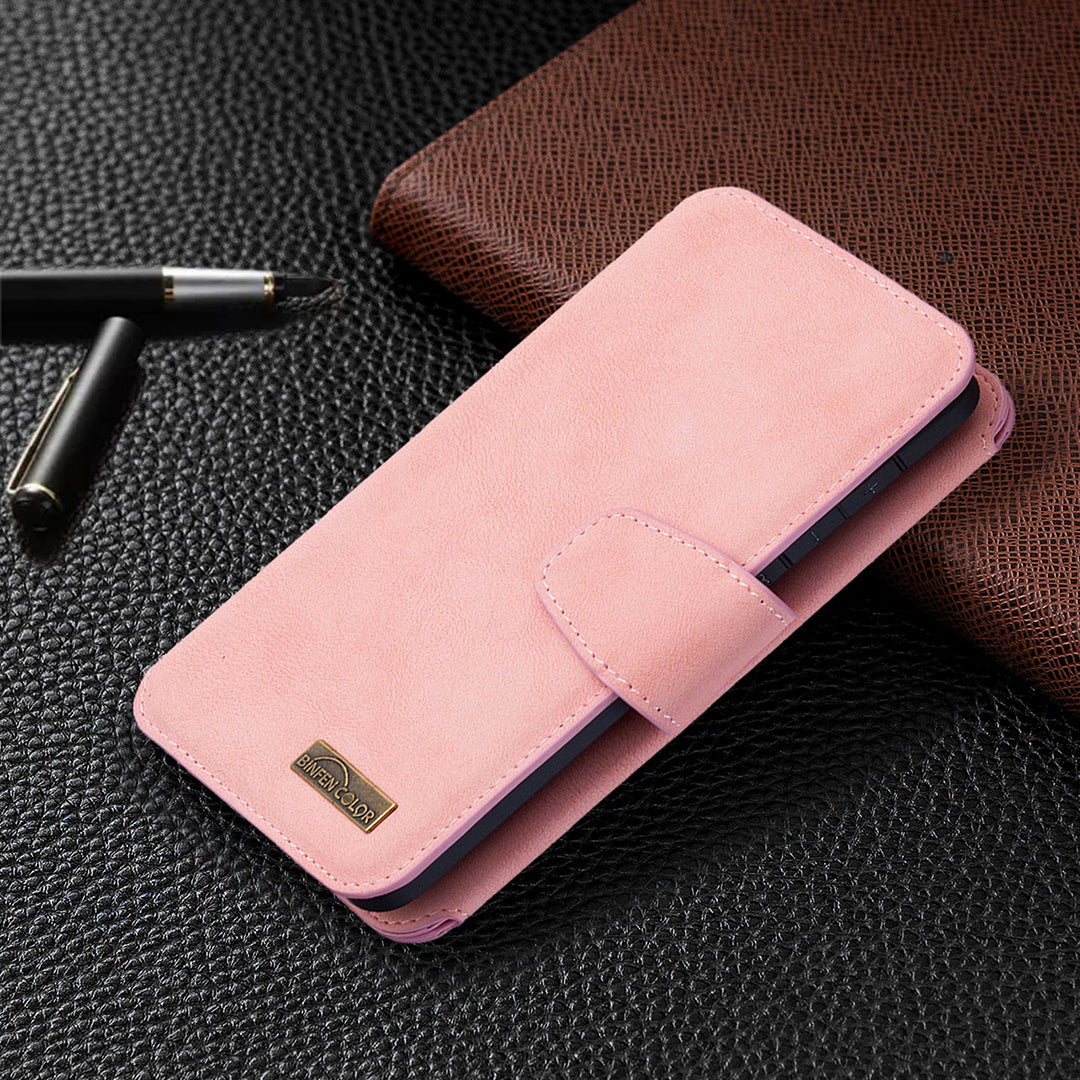 Detachable Matte Finish Leather Wallet Phone Cover with Zippered Pocket for Samsung Galaxy S20 4G/S20 5G - Pink