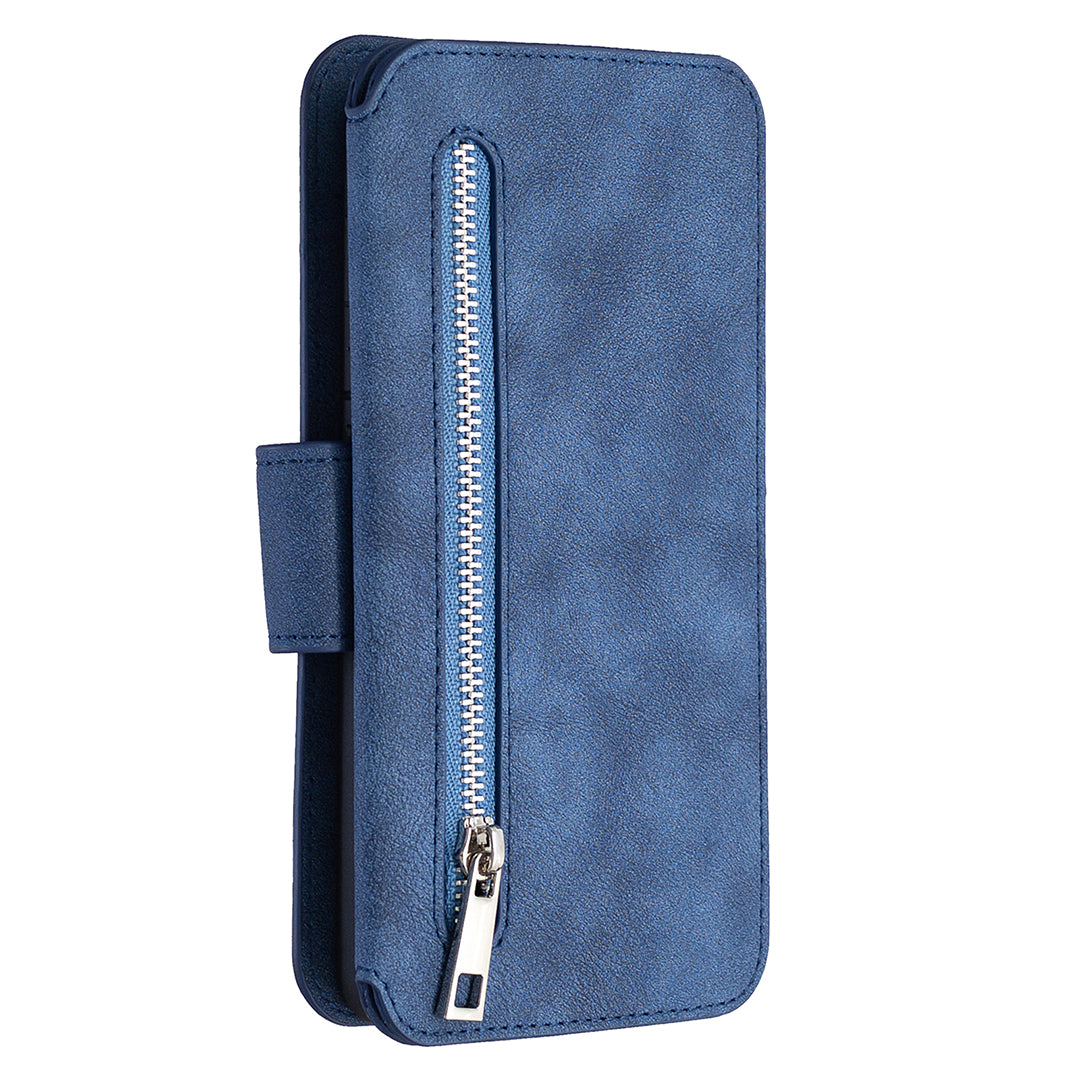 Detachable Matte Finish Leather Wallet Phone Cover with Zippered Pocket for Samsung Galaxy S20 4G/S20 5G - Blue