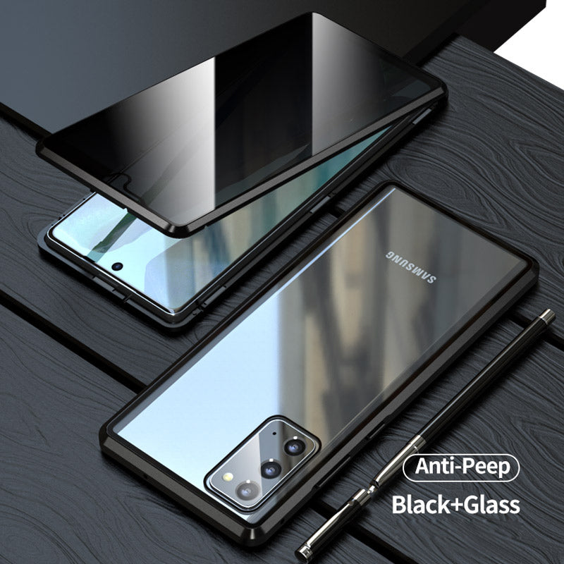 Anti-peep Magnetic Installation Metal Frame + Tempered Glass Hybrid Case for Samsung Galaxy S20 FE/Fan Edition/S20 FE 5G/Fan Edition 5G/S20 Lite/S20 FE 2022 - Black