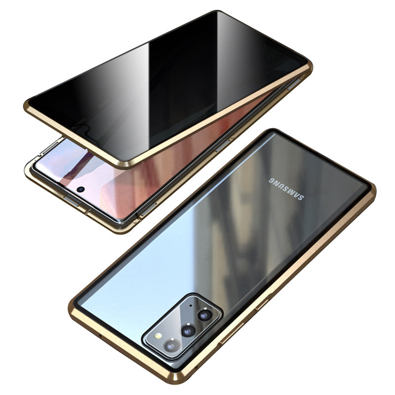 Anti-peep Magnetic Installation Metal Frame + Tempered Glass Hybrid Case for Samsung Galaxy S20 FE/Fan Edition/S20 FE 5G/Fan Edition 5G/S20 Lite/S20 FE 2022 - Gold