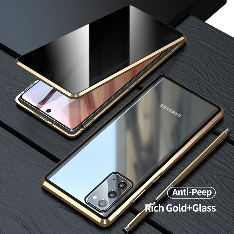 Anti-peep Magnetic Installation Metal Frame + Tempered Glass Hybrid Case for Samsung Galaxy S20 FE/Fan Edition/S20 FE 5G/Fan Edition 5G/S20 Lite/S20 FE 2022 - Gold