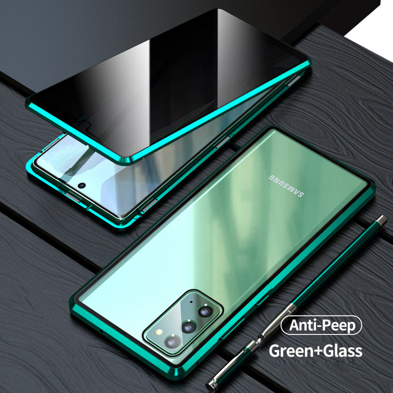 Anti-peep Magnetic Installation Metal Frame + Tempered Glass Hybrid Case for Samsung Galaxy S20 FE/Fan Edition/S20 FE 5G/Fan Edition 5G/S20 Lite/S20 FE 2022 - Green