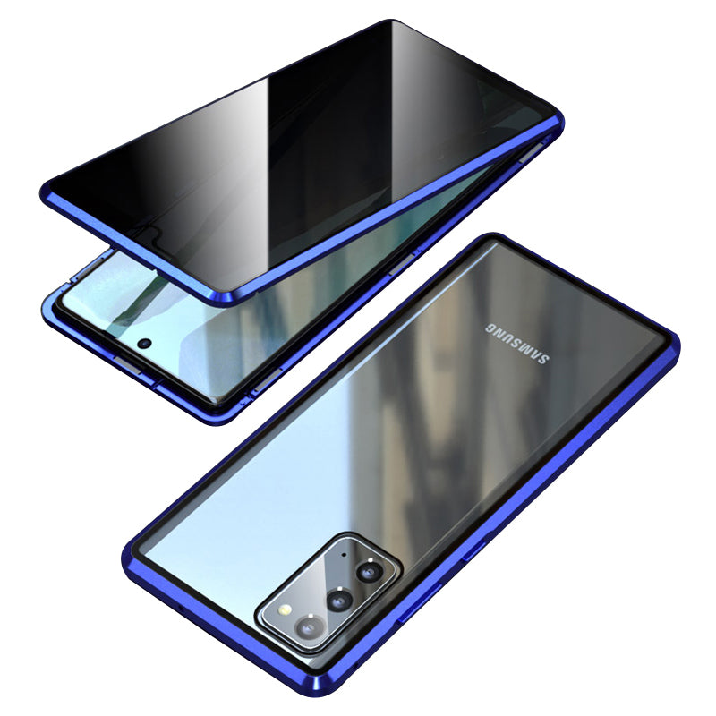 Anti-peep Magnetic Installation Metal Frame + Tempered Glass Hybrid Case for Samsung Galaxy S20 FE/Fan Edition/S20 FE 5G/Fan Edition 5G/S20 Lite/S20 FE 2022 - Blue