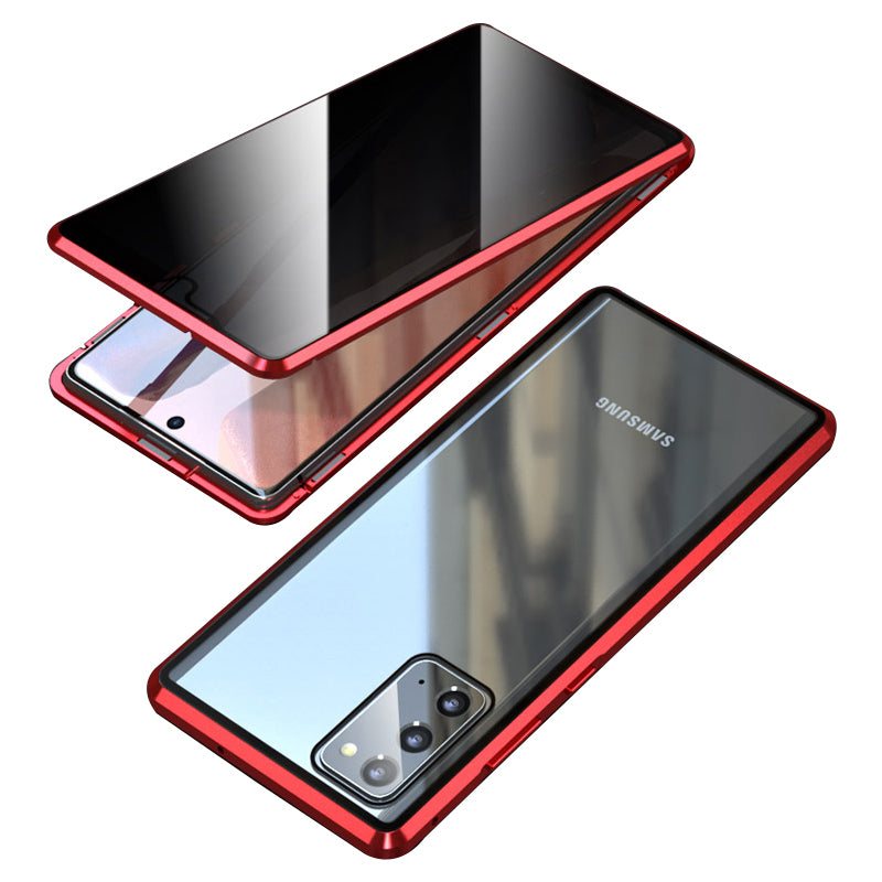 Anti-peep Magnetic Installation Metal Frame + Tempered Glass Hybrid Case for Samsung Galaxy S20 FE/Fan Edition/S20 FE 5G/Fan Edition 5G/S20 Lite/S20 FE 2022 - Red