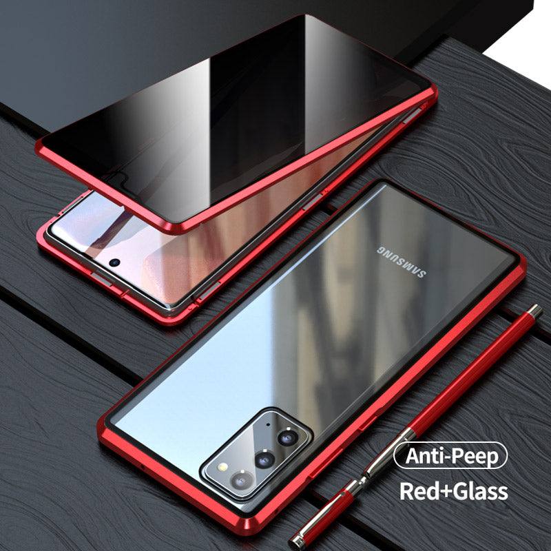 Anti-peep Magnetic Installation Metal Frame + Tempered Glass Hybrid Case for Samsung Galaxy S20 FE/Fan Edition/S20 FE 5G/Fan Edition 5G/S20 Lite/S20 FE 2022 - Red