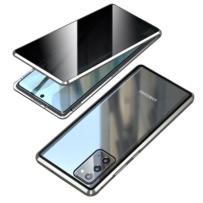 Anti-peep Magnetic Installation Metal Frame + Tempered Glass Hybrid Case for Samsung Galaxy S20 FE/Fan Edition/S20 FE 5G/Fan Edition 5G/S20 Lite/S20 FE 2022 - Silver