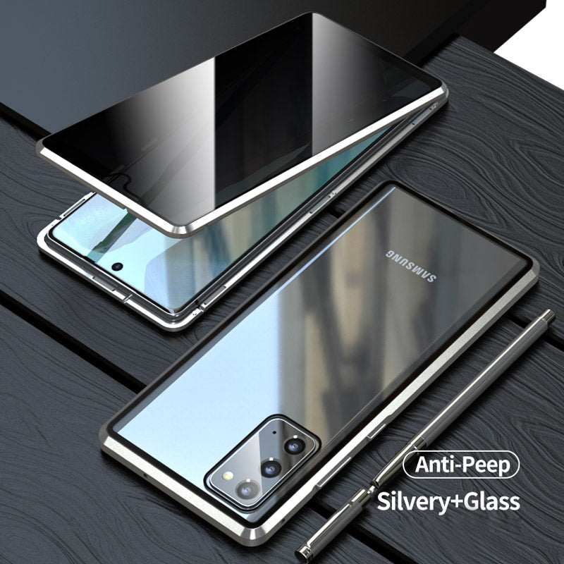 Anti-peep Magnetic Installation Metal Frame + Tempered Glass Hybrid Case for Samsung Galaxy S20 FE/Fan Edition/S20 FE 5G/Fan Edition 5G/S20 Lite/S20 FE 2022 - Silver