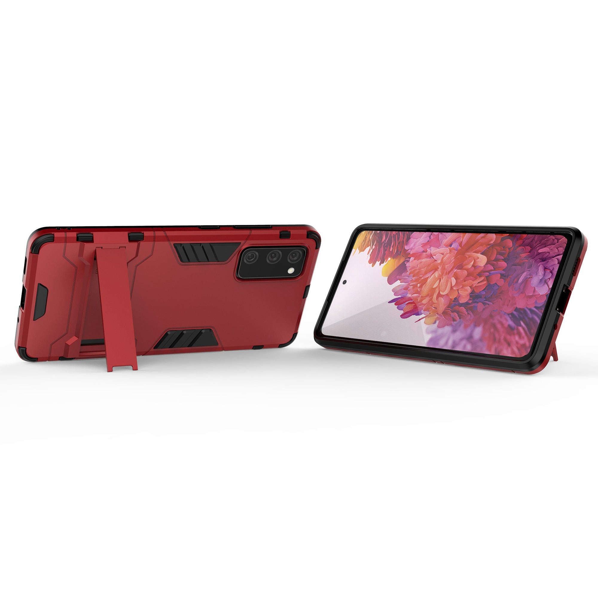 2 in 1 PC + TPU Hybrid Phone Case with Kickstand for Samsung Galaxy S20 FE/S20 Fan Edition/S20 FE 5G/S20 Fan Edition 5G/S20 Lite/S20 FE 2022 - Red