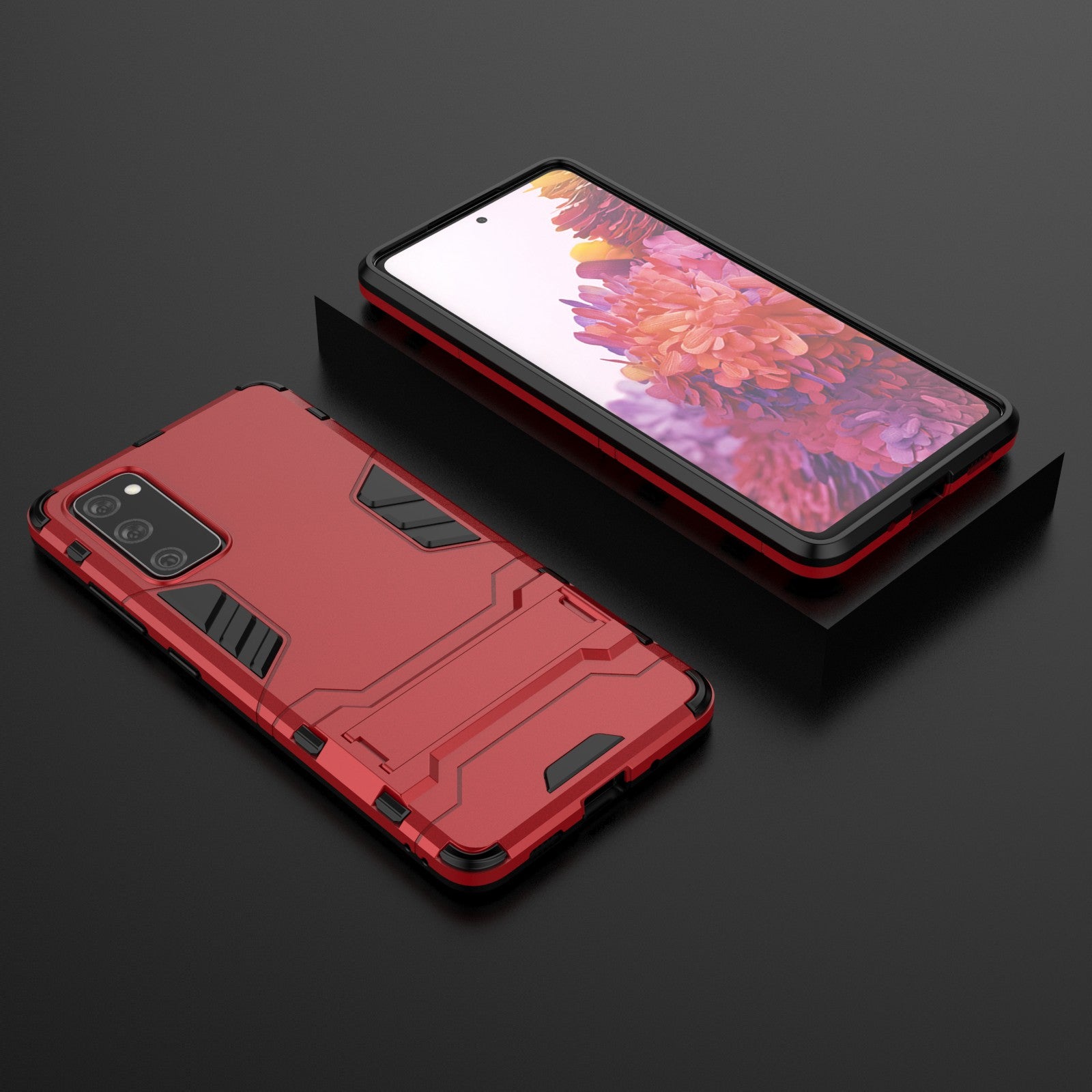 2 in 1 PC + TPU Hybrid Phone Case with Kickstand for Samsung Galaxy S20 FE/S20 Fan Edition/S20 FE 5G/S20 Fan Edition 5G/S20 Lite/S20 FE 2022 - Red