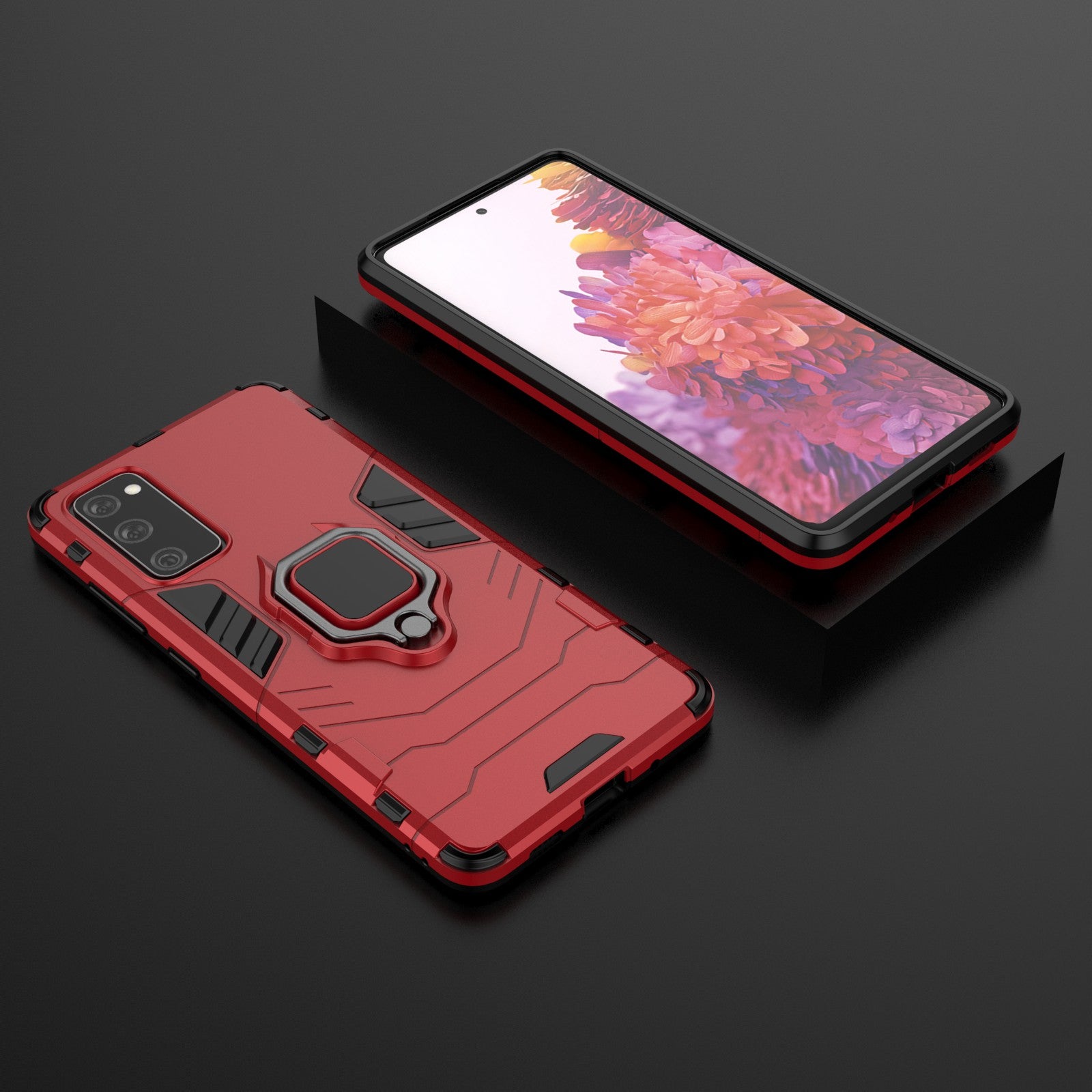 Ring-Shape Supporting Stand PC + TPU Phone Case for Samsung Galaxy S20 FE/S20 Fan Edition/S20 FE 5G/S20 Fan Edition 5G/S20 Lite/S20 FE 2022 - Red