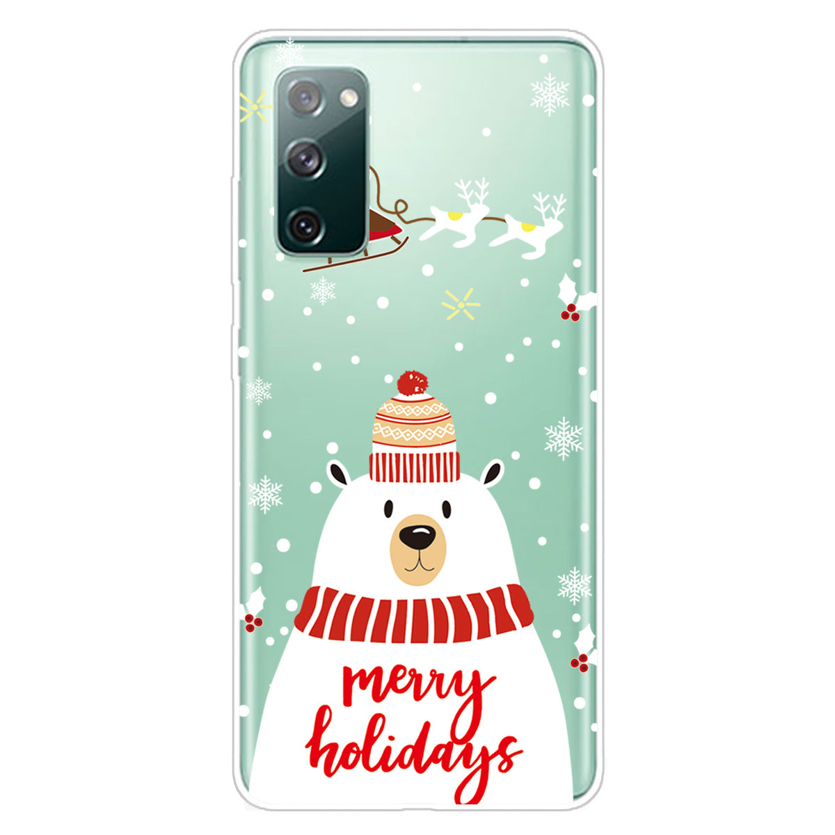 Christmas Theme Painting TPU Cell Phone Case for Samsung Galaxy S20 FE/S20 Fan Edition/S20 FE 5G/S20 Fan Edition 5G/S20 Lite - Polar Bear with Scarf