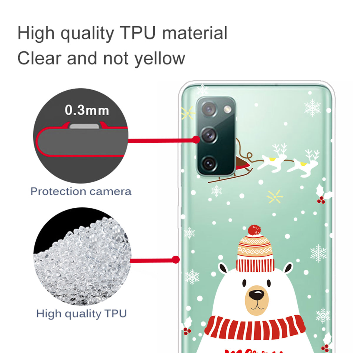 Christmas Theme Painting TPU Cell Phone Case for Samsung Galaxy S20 FE/S20 Fan Edition/S20 FE 5G/S20 Fan Edition 5G/S20 Lite - Polar Bear with Scarf