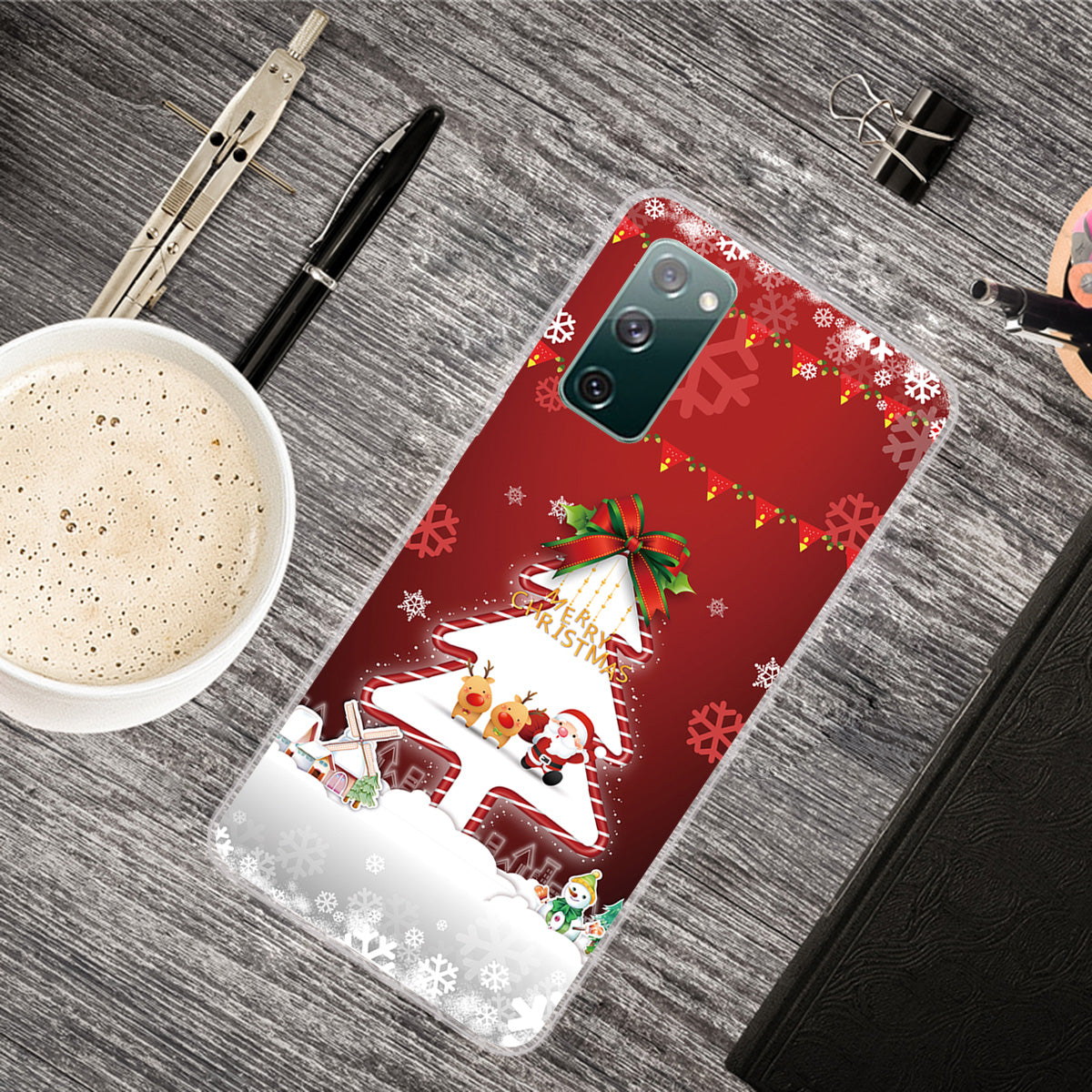 Christmas Theme Painting TPU Cell Phone Case for Samsung Galaxy S20 FE/S20 Fan Edition/S20 FE 5G/S20 Fan Edition 5G/S20 Lite - White Christmas Tree