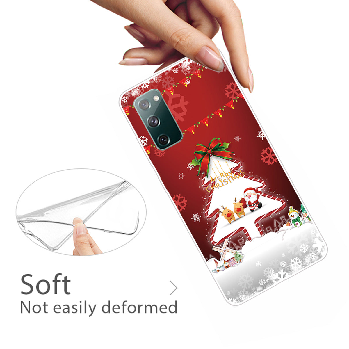 Christmas Theme Painting TPU Cell Phone Case for Samsung Galaxy S20 FE/S20 Fan Edition/S20 FE 5G/S20 Fan Edition 5G/S20 Lite - White Christmas Tree