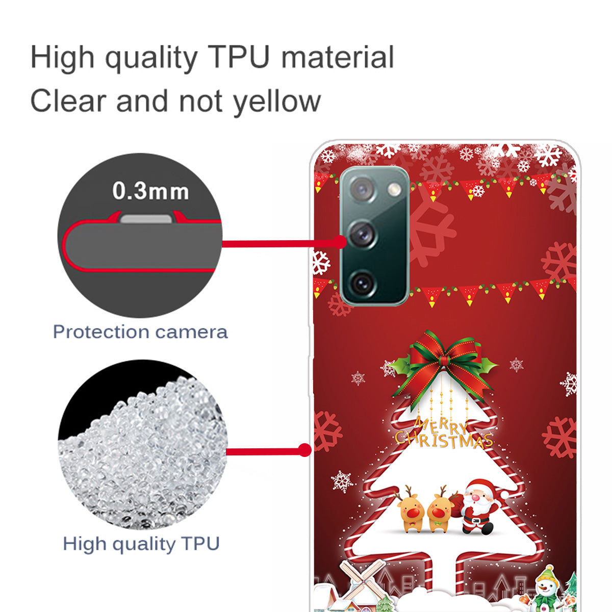 Christmas Theme Painting TPU Cell Phone Case for Samsung Galaxy S20 FE/S20 Fan Edition/S20 FE 5G/S20 Fan Edition 5G/S20 Lite - White Christmas Tree