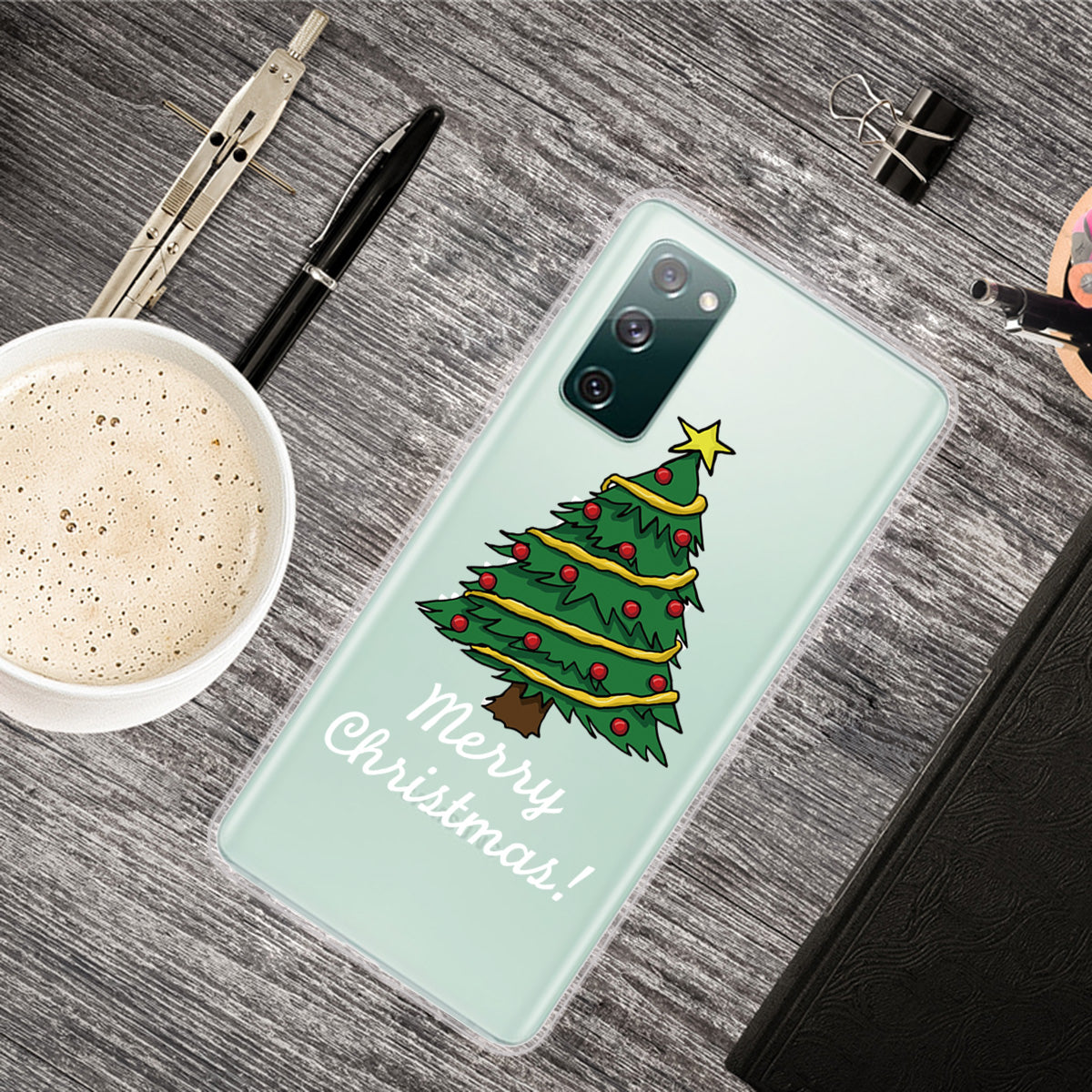 Christmas Theme Painting TPU Cell Phone Case for Samsung Galaxy S20 FE/S20 Fan Edition/S20 FE 5G/S20 Fan Edition 5G/S20 Lite - Hand Painted Christmas Tree