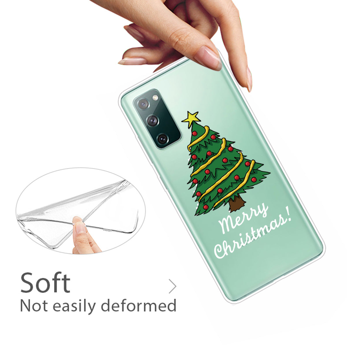 Christmas Theme Painting TPU Cell Phone Case for Samsung Galaxy S20 FE/S20 Fan Edition/S20 FE 5G/S20 Fan Edition 5G/S20 Lite - Hand Painted Christmas Tree