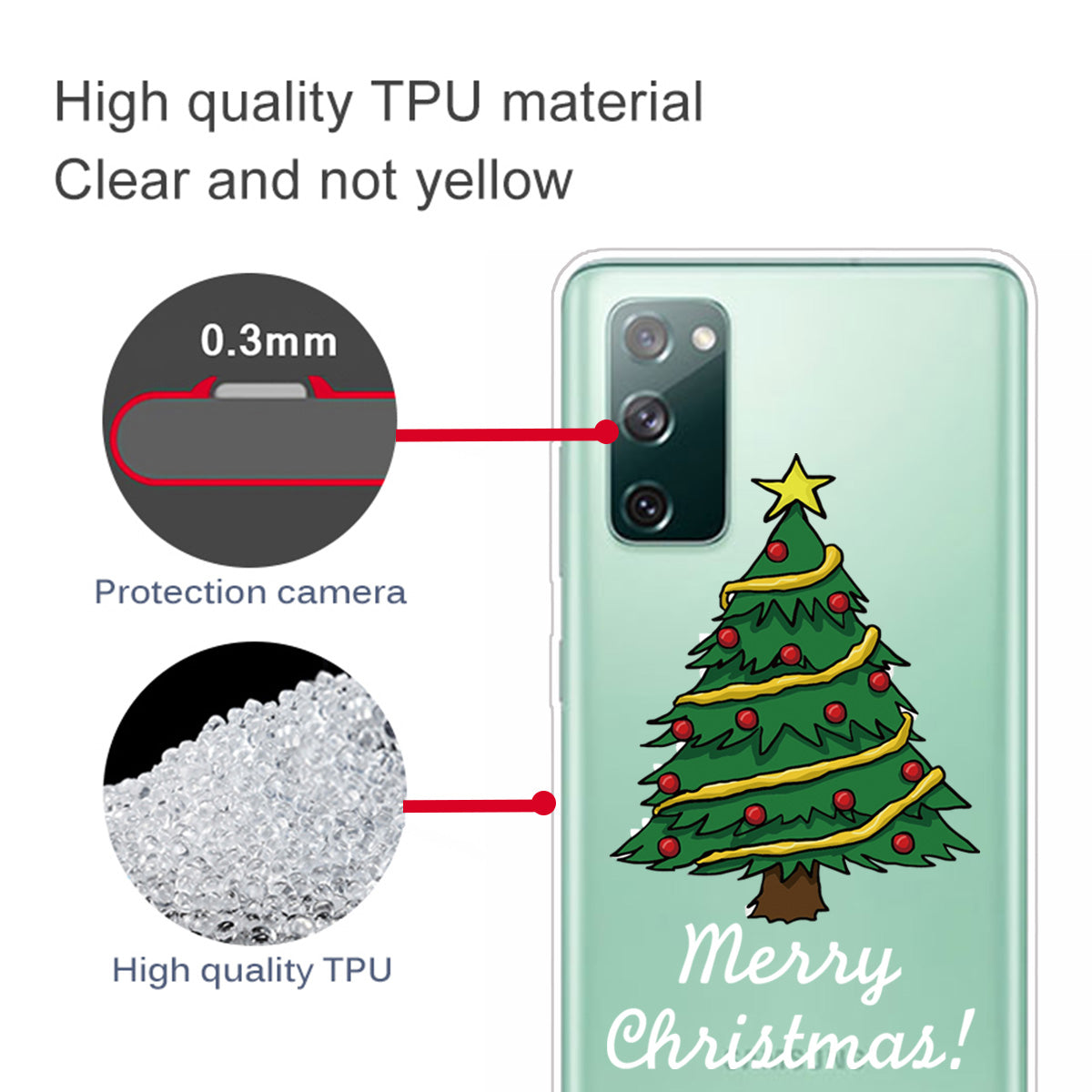 Christmas Theme Painting TPU Cell Phone Case for Samsung Galaxy S20 FE/S20 Fan Edition/S20 FE 5G/S20 Fan Edition 5G/S20 Lite - Hand Painted Christmas Tree