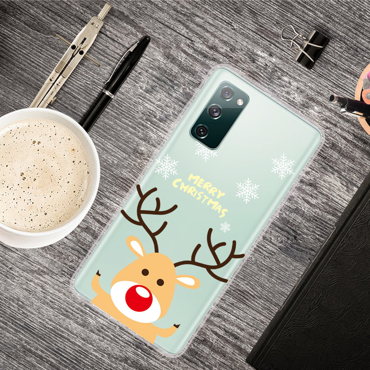 Christmas Theme Painting TPU Cell Phone Case for Samsung Galaxy S20 FE/S20 Fan Edition/S20 FE 5G/S20 Fan Edition 5G/S20 Lite - Moose and Snow