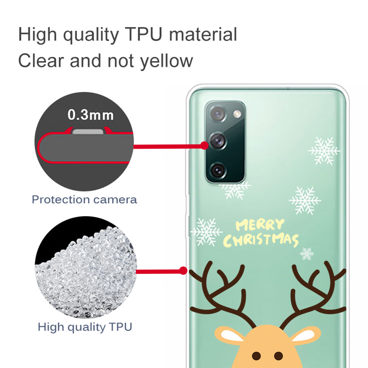 Christmas Theme Painting TPU Cell Phone Case for Samsung Galaxy S20 FE/S20 Fan Edition/S20 FE 5G/S20 Fan Edition 5G/S20 Lite - Moose and Snow